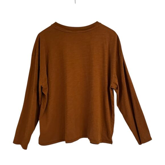 Garnet Hill Organic Pima Cotton Long Sleeve Shirt Copper Brown Sz XL - Picture 2 of 4